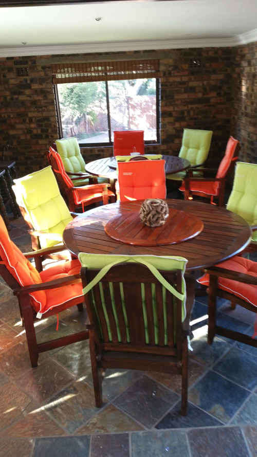 (1 of 2 )Rhodesian Teak Patio set Table with 6 Chairs with Pillows-Great Condition as in Photos