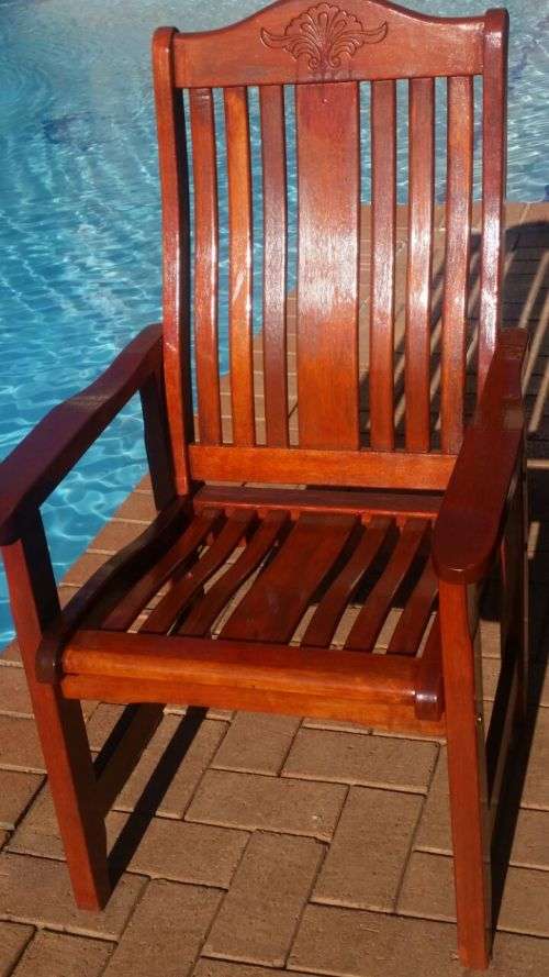 (1 of 2 )Rhodesian Teak Patio set Table with 6 Chairs with Pillows-Great Condition as in Photos