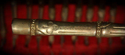 Very Large 158pc Bamboo pattern Nickel bronze Thai Flatware set in double Layer wooden Box 11.3kg