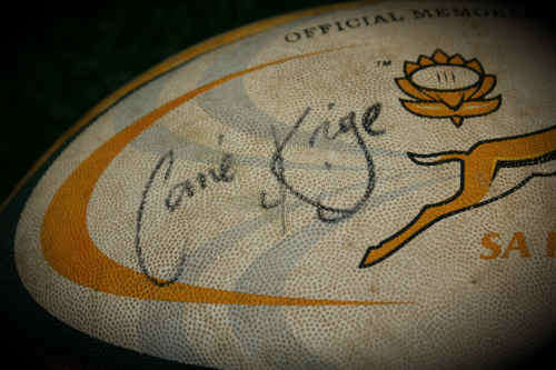 a Official Memorabili SA Rugby ball Gilbert Signed By Corne Krige size 5 -