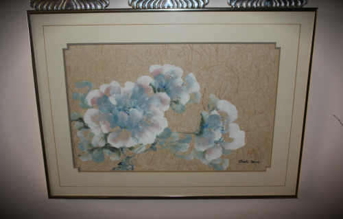 origanal Shirli Geere Sumi-e Japanese brushwork on roughly textured rice paper framed -590x430x20mm