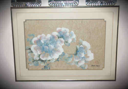 origanal Shirli Geere Sumi-e Japanese brushwork on roughly textured rice paper framed -590x430x20mm