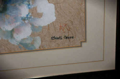 origanal Shirli Geere Sumi-e Japanese brushwork on roughly textured rice paper framed -590x430x20mm