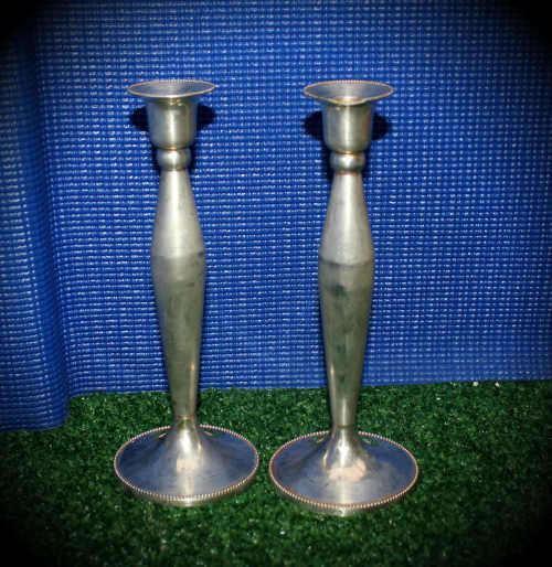 2 silver Plated Candle sticks 230x 85mm