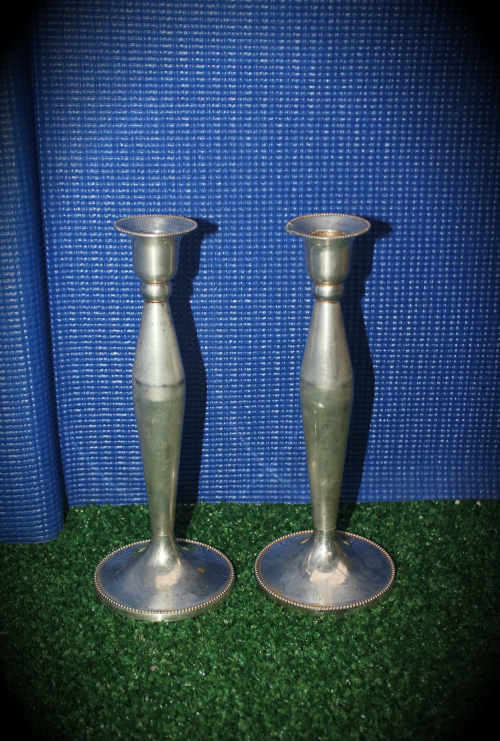 2 silver Plated Candle sticks 230x 85mm