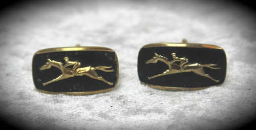 Pair of Vintage  Cufflinks - Racing Horses ?