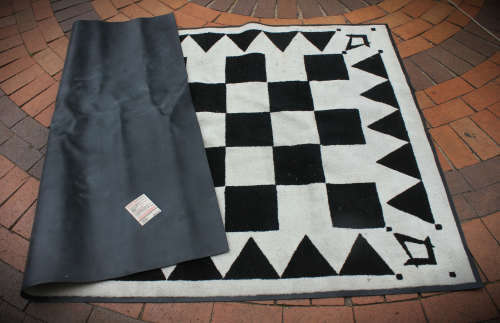 Masonic carpet, with black and white squares.100% nylon pile on rubber backing 1485x2350mm