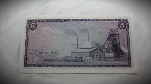 OLD S.A Reserve Bank T.W De Jongh AFR/ENG R5 Note F291-183968-Uncirculated