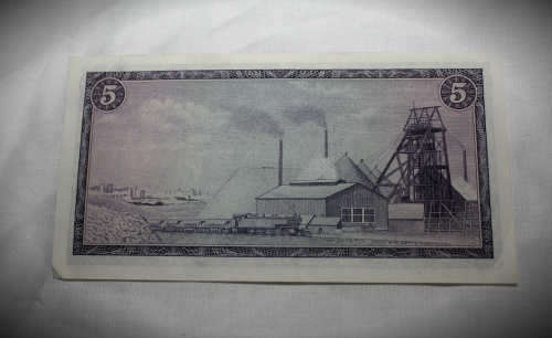 OLD S.A Reserve Bank T.W De Jongh AFR/ENG R5 Note F291-594457-Uncirculated