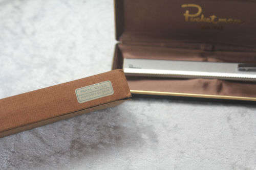 Vintage Satolex Pearl Silver Pocket Man Pen/Calculator in box calculator not working