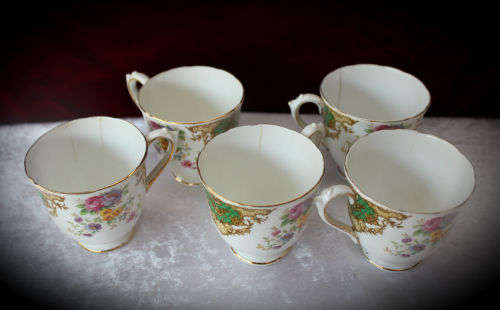 1950's Tuscan fine English Bone China Provence Teaset 5 Duo's Pot,sugar bowl ,creamer and extra Cup