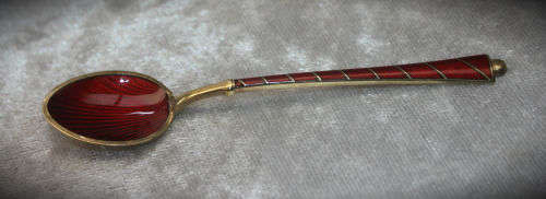 Art Deco Ela Denmark 925 Sterling Silver Set of 6 Guilloche Enamel Demitasse Spoons in Original Box