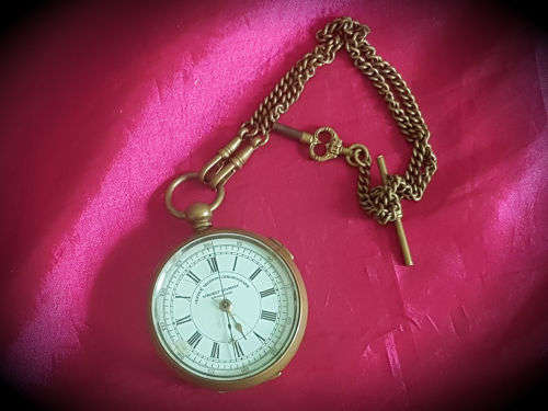 Victorian SPECIALLY EXAMINED SWISS MADE CENTRE SECONDS CHRONOGRAPH  POCKET WATCH with Key Not workin