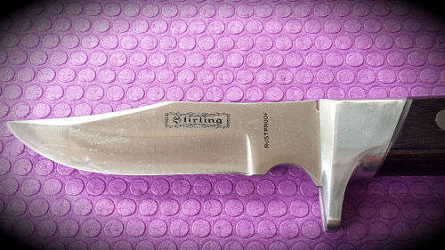 Sterling Rustproof Fix blade Knife with Leather sheath .. Unused