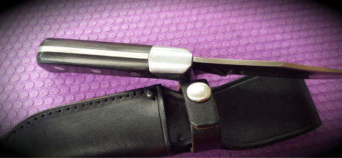 Sterling Rustproof Fix blade Knife with Leather sheath .. Unused