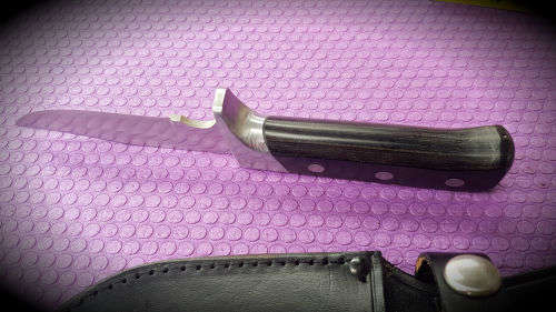 Sterling Rustproof Fix blade Knife with Leather sheath .. Unused