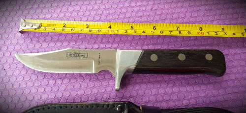 Sterling Rustproof Fix blade Knife with Leather sheath .. Unused