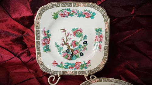 Vintage Burleigh Ware saucer 126mm and side Plate 143mm Burslem England -indian tree pattern
