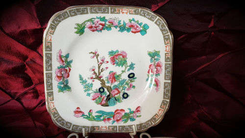 Vintage Burleigh Ware saucer 126mm and side Plate 143mm Burslem England -indian tree pattern