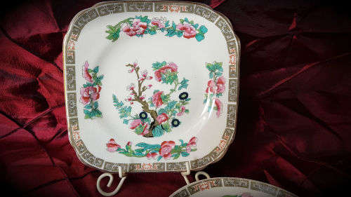 Vintage Burleigh Ware saucer 126mm and side Plate 143mm Burslem England -indian tree pattern