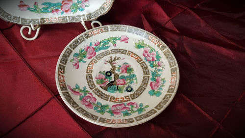 Vintage Burleigh Ware saucer 126mm and side Plate 143mm Burslem England -indian tree pattern