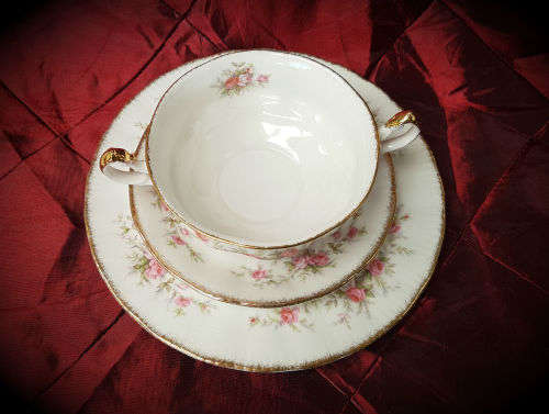 Vintage 1966- Paragon Victoriana Rose - SOUP TRIO-  fine bone china-never been used 7 Available