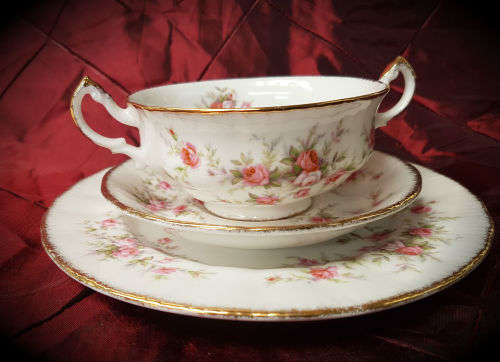 Vintage 1966- Paragon Victoriana Rose - SOUP TRIO-  fine bone china-never been used 7 Available