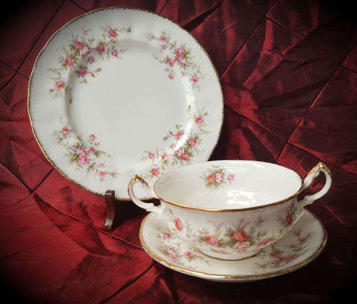 Vintage 1966- Paragon Victoriana Rose - SOUP TRIO-  fine bone china-never been used 7 Available