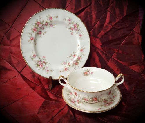 Vintage 1966- Paragon Victoriana Rose - SOUP TRIO-  fine bone china-never been used 7 Available