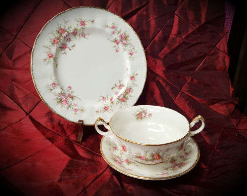 Vintage 1966- Paragon Victoriana Rose - SOUP TRIO-  fine bone china-never been used 7 Available
