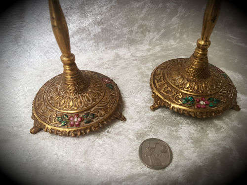 Vintage Tamar Brass Shabbat Candlesticks Made In Israel- 240mm