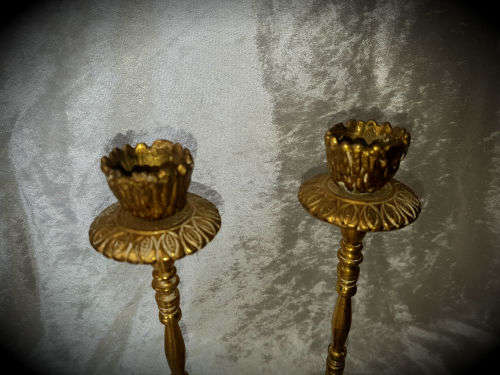 Vintage Tamar Brass Shabbat Candlesticks Made In Israel- 240mm