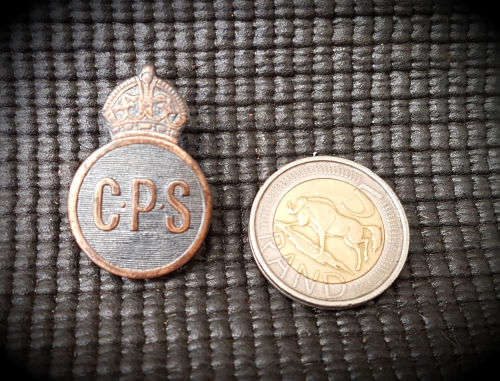 British South African CPS Civil Protection Services Badge from WW2. Bronze