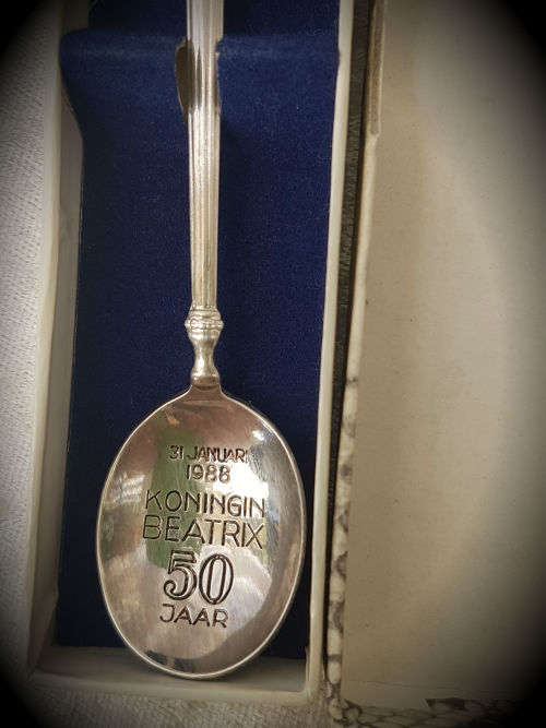 Oranjehuis Koningin Beatrix 50 Jaar 31 Januarie 1988-Souvenir spoon 16g- 121mm-Boxed