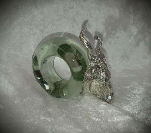 Rare Makoulpa Napkin ring ..Pewter and Glass 70x93x50mm
