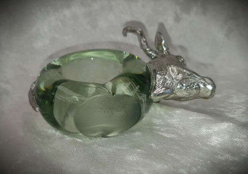 Rare Makoulpa Napkin ring ..Pewter and Glass 70x93x50mm