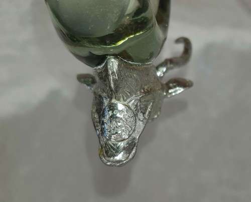Rare Makoulpa Napkin ring ..Pewter and Glass 70x93x50mm