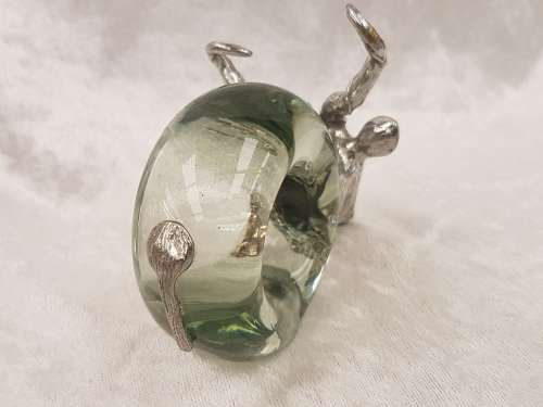 Rare Makoulpa Napkin ring ..Pewter and Glass 70x93x50mm