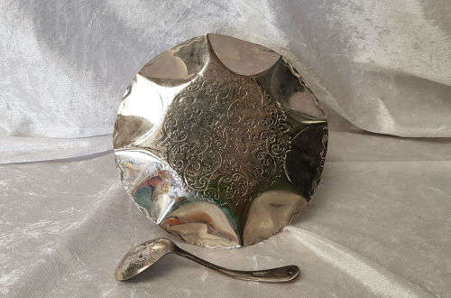 Antique/Vintage Jam Pot Jelly Jar EPNS and Glass with spoon 160x160mm