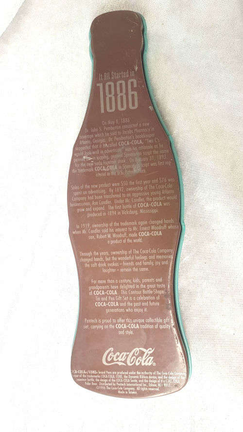 1996 Coca Cola Ballpoint Pen in Coca Cola tin Case Parker Refill- ink still ok - Taiwan