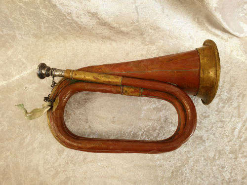 Antique/Vintage Brass and Copper Bugle Mayers & Harrison England with mouthpiece