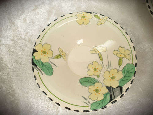 Vintage Art Deco Burleigh ware Zenith Primrose Teapot with 8 duo's -one cup repaired