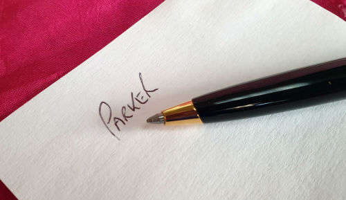 Vintage Black and Gold Parker Pen and Pencil set U.K with standard bank logo in origanal Packaging