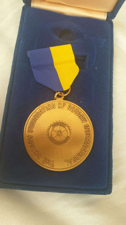 Rotary International Paul Harris Fellow medal In Case ,Pair of cufflinks Pins and badges