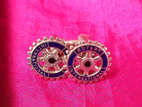Rotary International Paul Harris Fellow medal In Case ,Pair of cufflinks Pins and badges