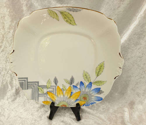 Vintage Bell China Cake Plate 253x233mm- England (gold rim faded)