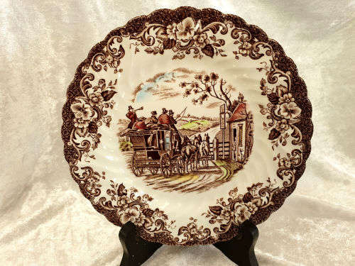 Vintage Johnson Bros Plate Coaching Scenes "GATE KEEPER" Genuine Hand Engraving 175mm (10 available)