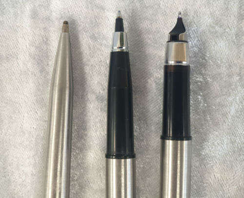 3 Vintage Parkers  Fountain Pen , Rollerball and Cartridge Pencil in Parker Case -England.