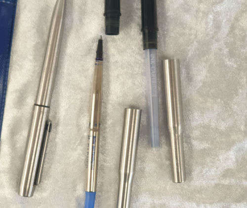 3 Vintage Parkers  Fountain Pen , Rollerball and Cartridge Pencil in Parker Case -England.