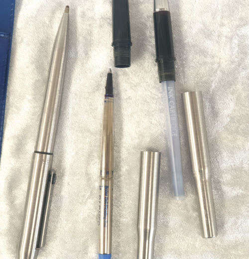 3 Vintage Parkers  Fountain Pen , Rollerball and Cartridge Pencil in Parker Case -England.